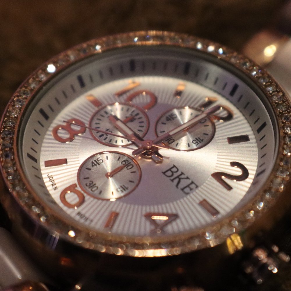 BKE Ivory Rose Rhinestone Watch